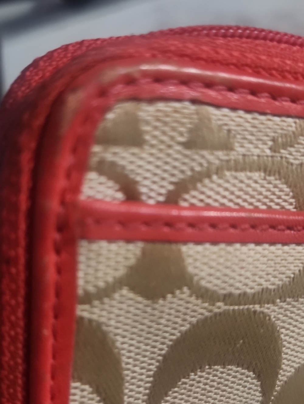 Coach Signature Canvas Wristlet in Tan and coral Pink - Picture 13 of 13